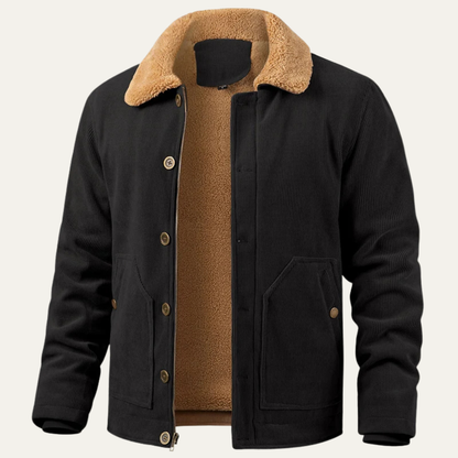 Warm Mens Corduroy Fleece Lined Button Jacket