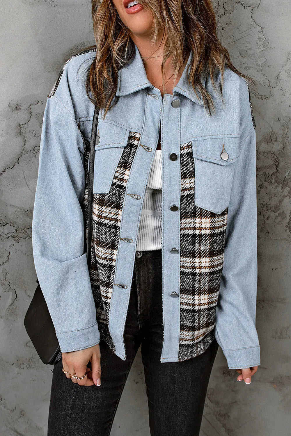 Classic Checked Flannel Denim Jacket