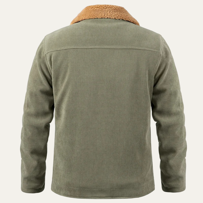 Warm Mens Corduroy Fleece Lined Button Jacket