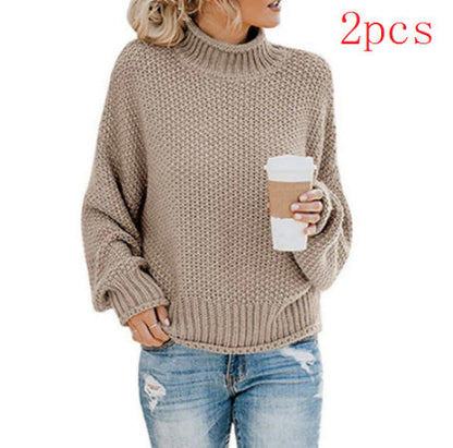 Cozy Women's Turtleneck Sweater - Soft Knit Winter Pullover
