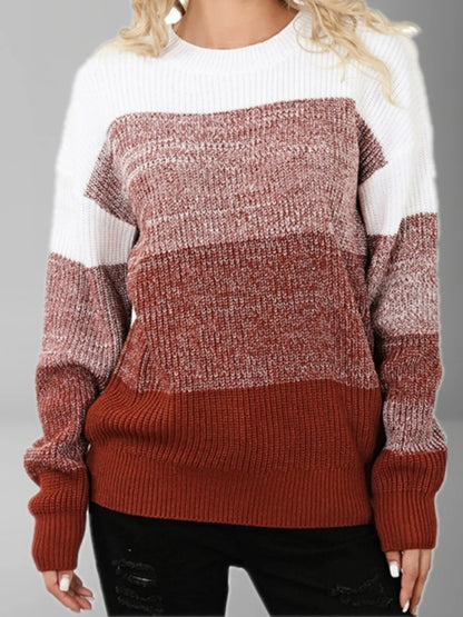 Multicolor Crew Neck Knit Sweater