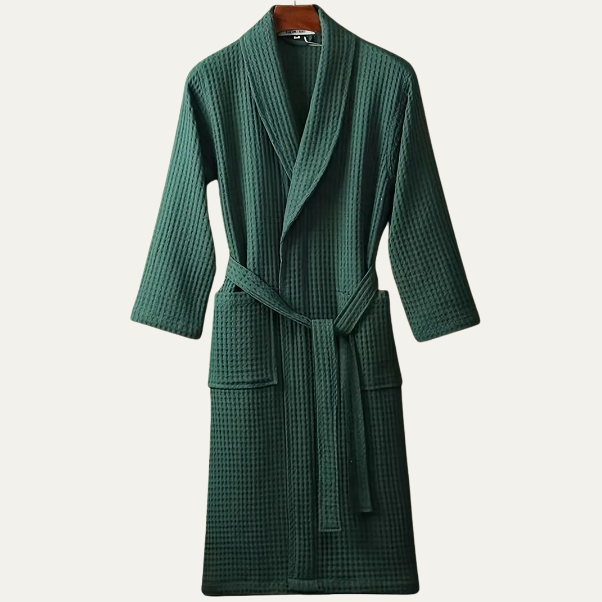 Soft Men's Waffle Weave Bathrobe with Tie Belt