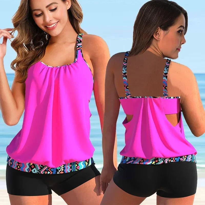 Colorful Flower Pattern Swimwear Set