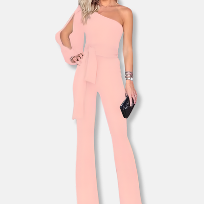 Women's Chic One Shoulder Jumpsuit with Flared Legs