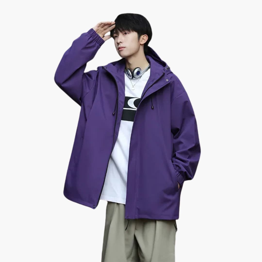 Waterproof Hoodie Jacket for Men with Zip Closure