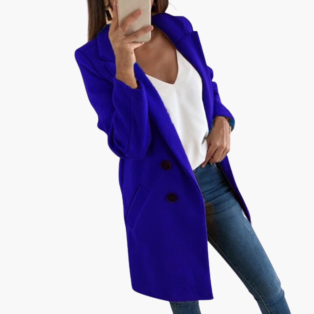 Ladies Classic Double Breasted Long Coat