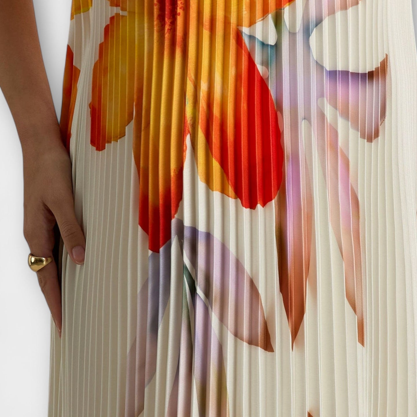 Vibrant Orange Flower Long Evening Dress