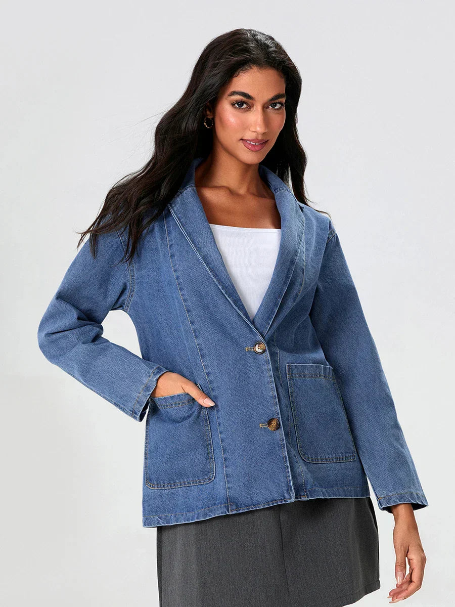 Slim Fit Dark Blue Denim Jacket