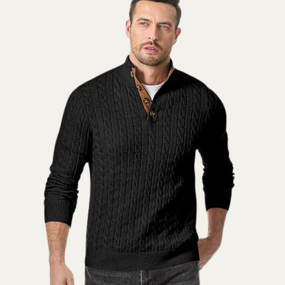 Classic Men's Crew Neck Cable Sweater