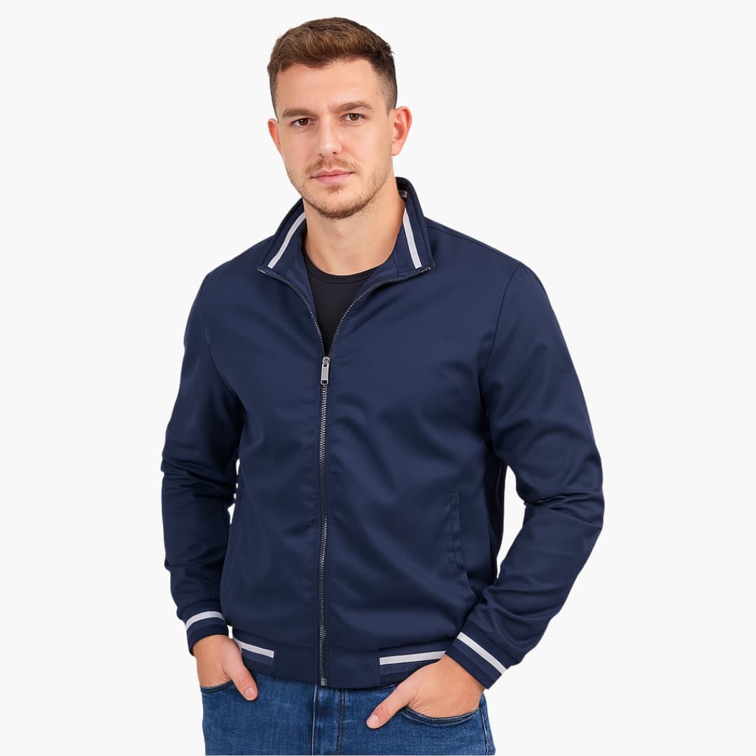Men's Zip Up Flight Jacket with Stripe Detail