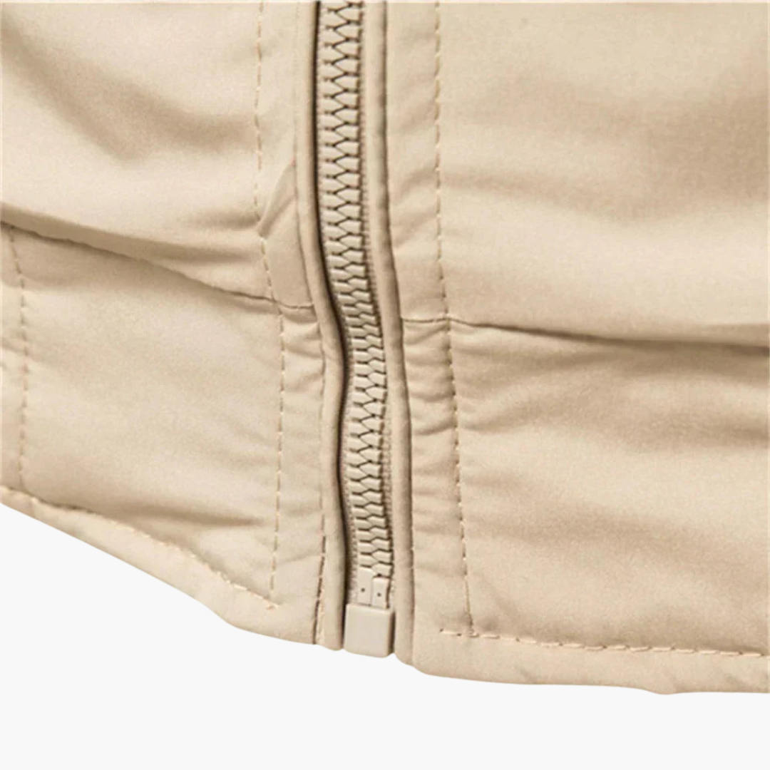 Men's Zip Up Flight Jacket with Ribbed Sleeves