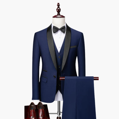 Classic Red Contrast Three Piece Suit