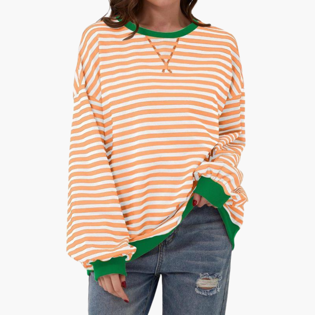 Comfy Women's Horizontal Sweatshirt – Relaxing Full Sleeve Top