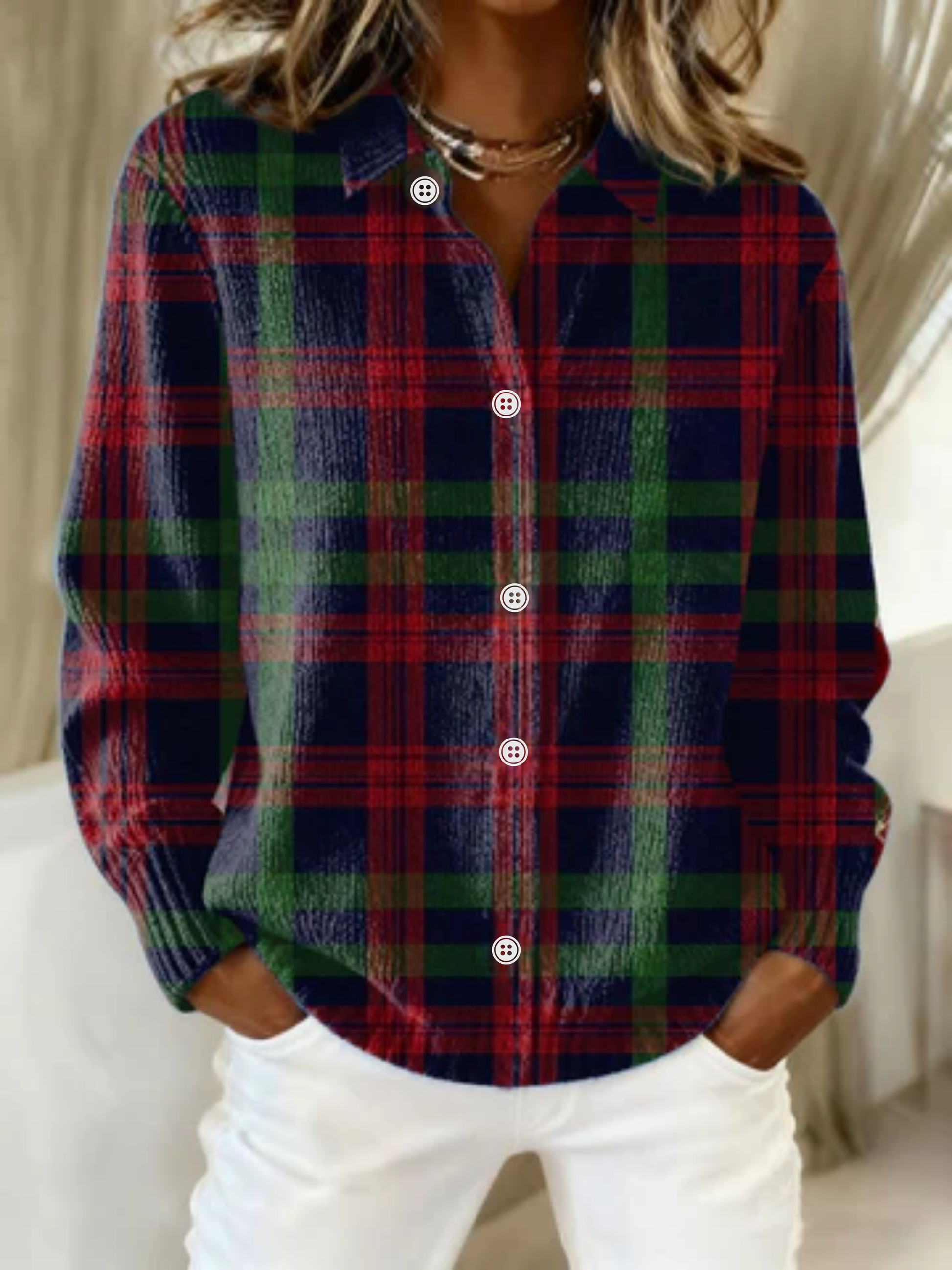 Classic Plaid Shirt Blouse - Vossary