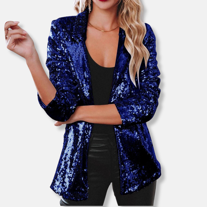 Glittering Sequin Collar Casual Blazer