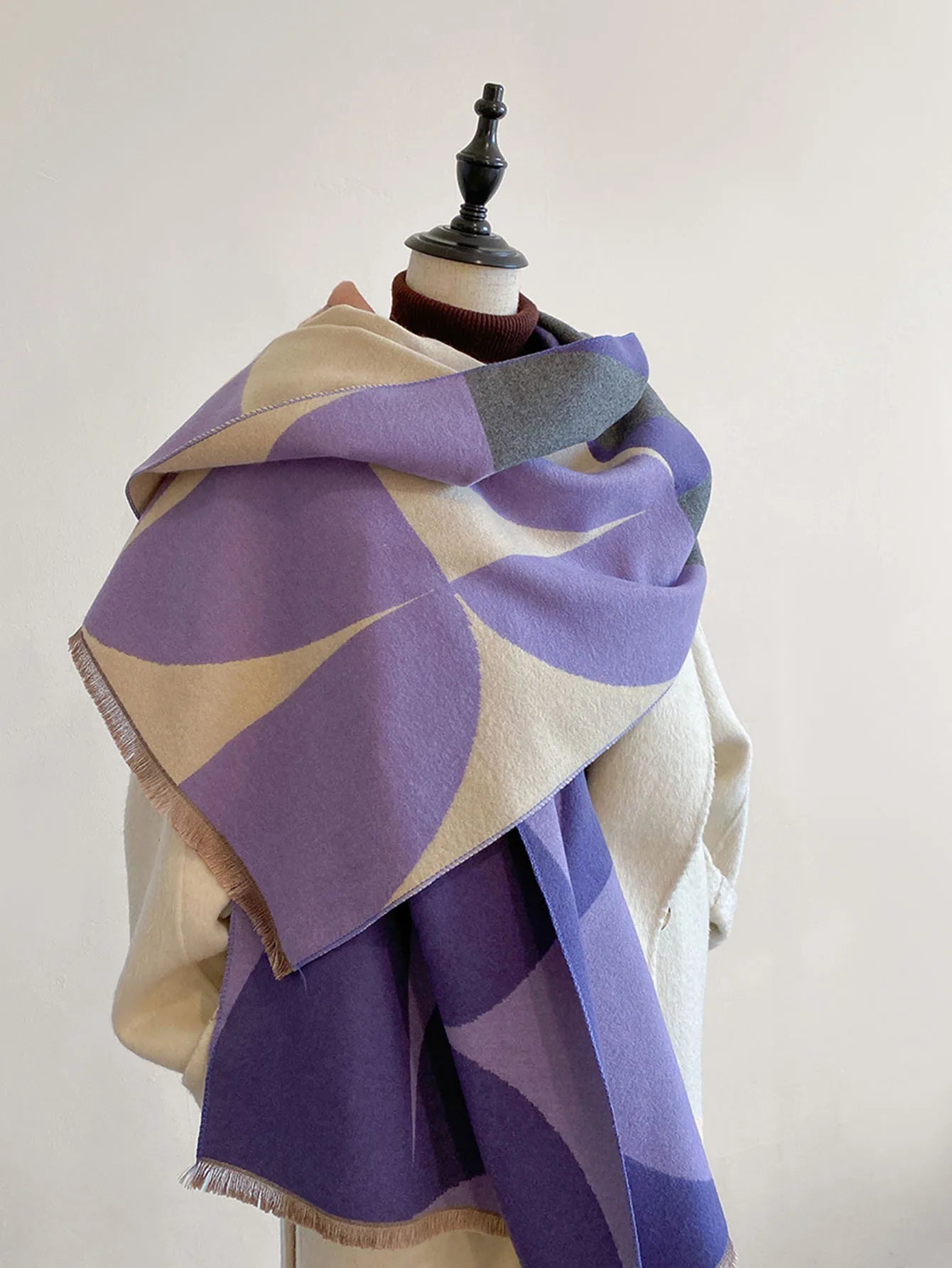 Large Soft Reversible Plaid Cashmere Scarf - Luxicro