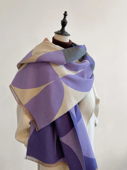 Large Soft Reversible Plaid Cashmere Scarf - Luxicro