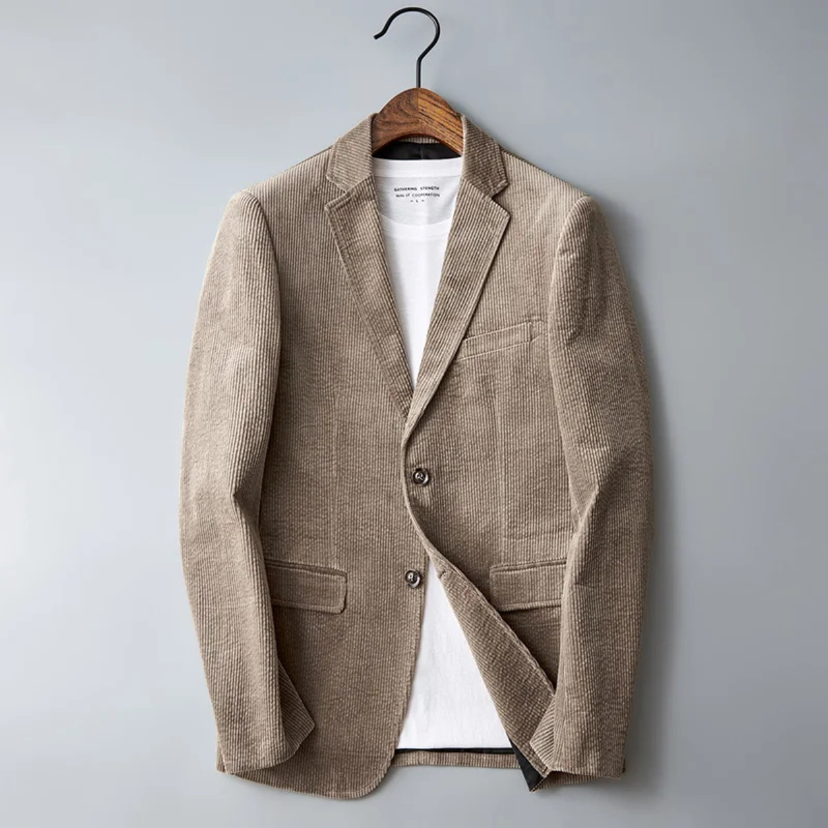 Stylish Men's Fitted Corduroy Jacket Suit