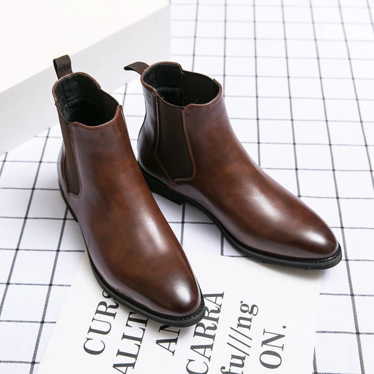 Classic Brown Leather Ankle Boots for Men