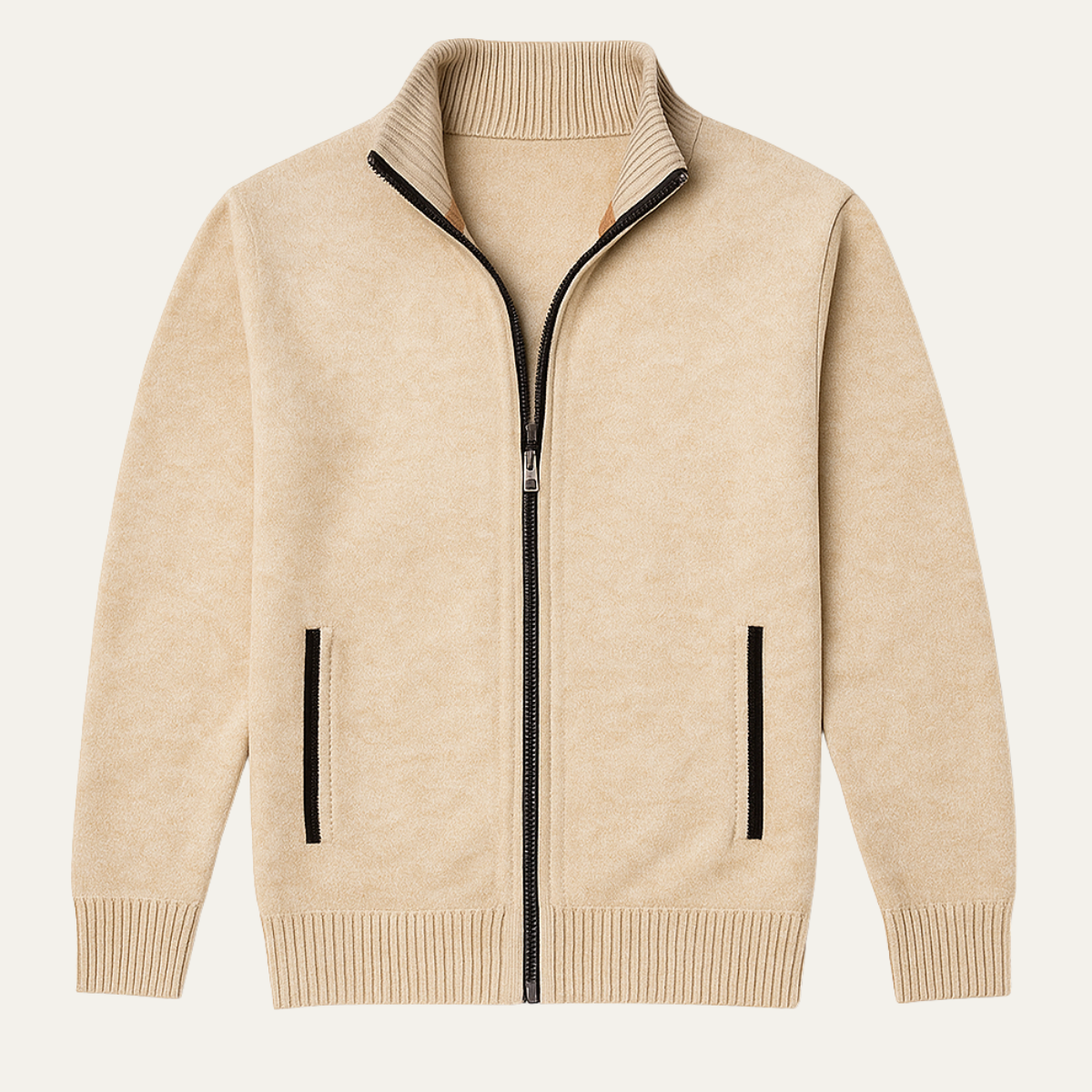 Warm Crew Neck Knitted Zip Men's Cardigan Sweater - Vossary