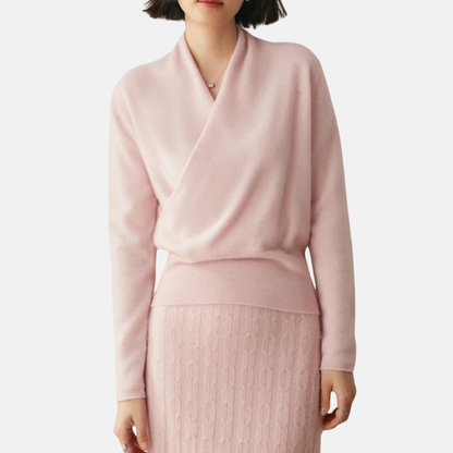 Cozy V-Neck Long Sleeve Wrap Sweater - EasyApparels