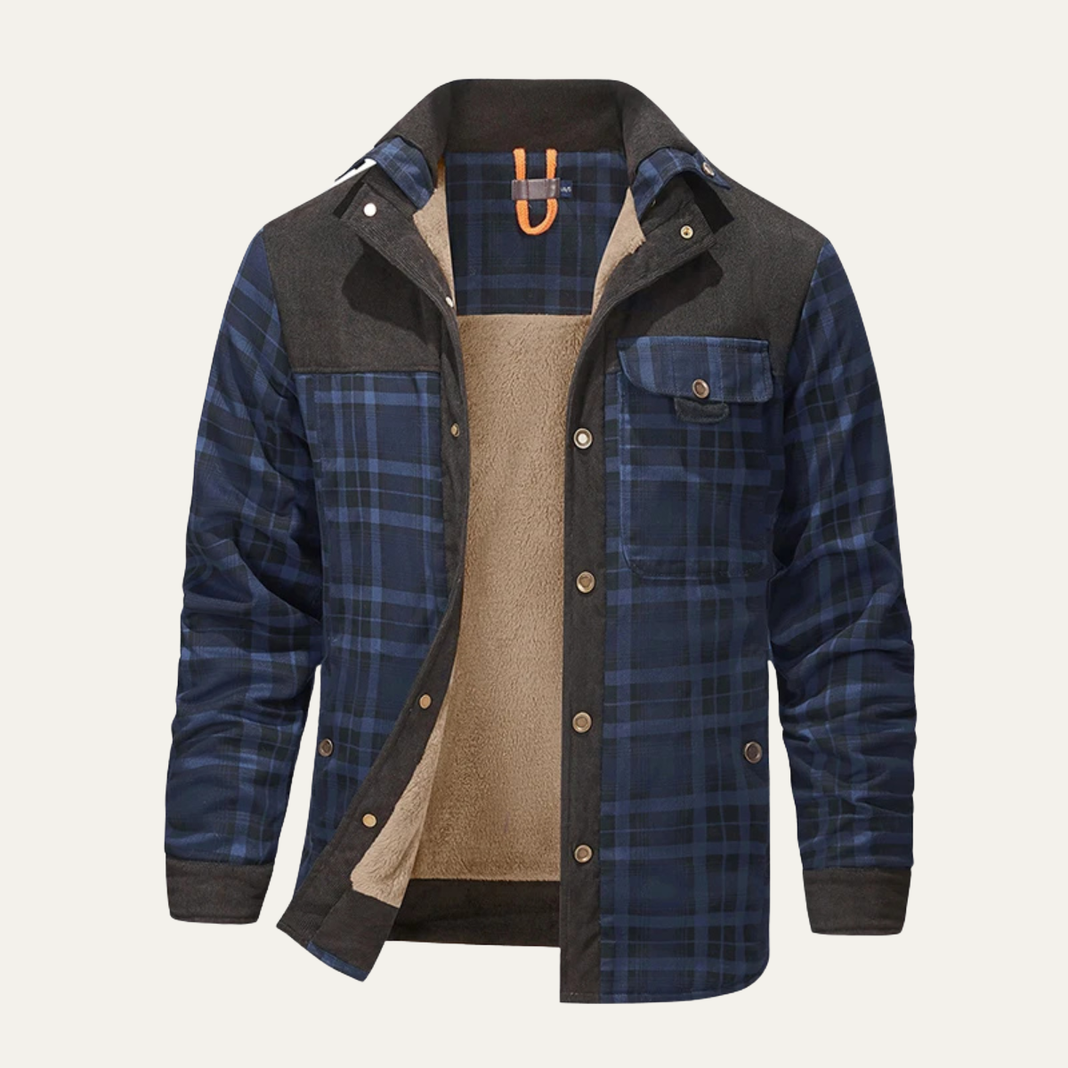 Classic Plaid Mens Multi Pocket Flannel Jacket