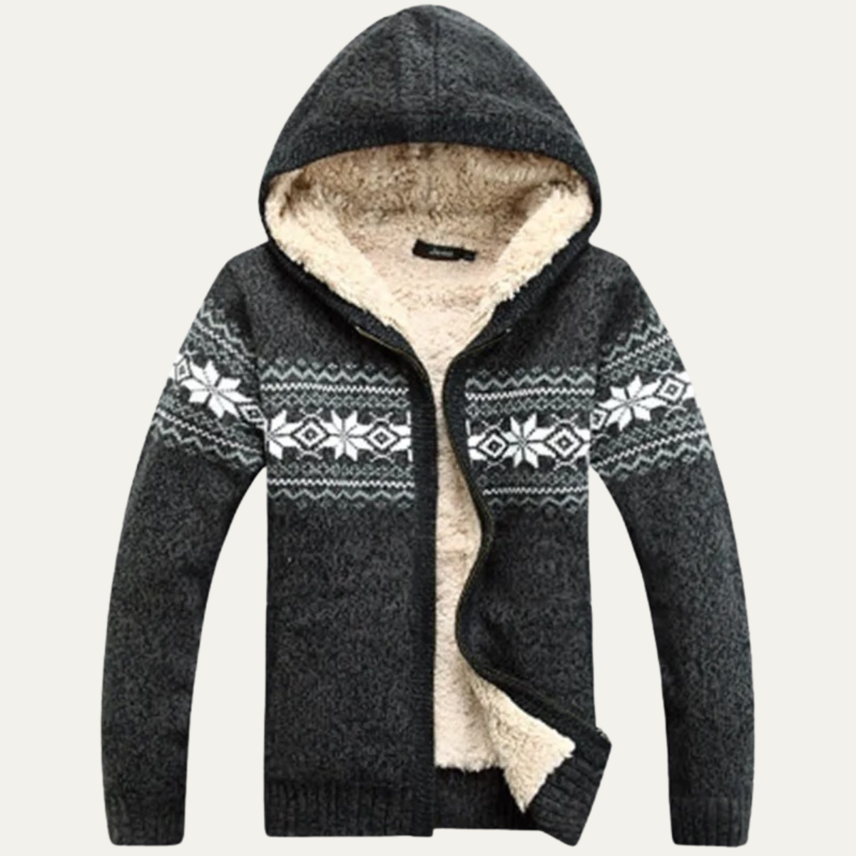 Warm Men's Hooded Cable Knit Winter Jacket