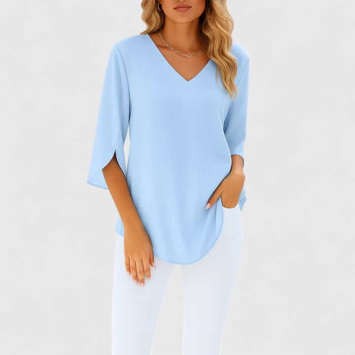 Elegant Women's V-Neck Top - Vossary