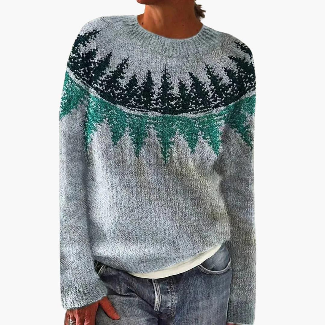 Soft Women's Crew Neck Patterned Sweater