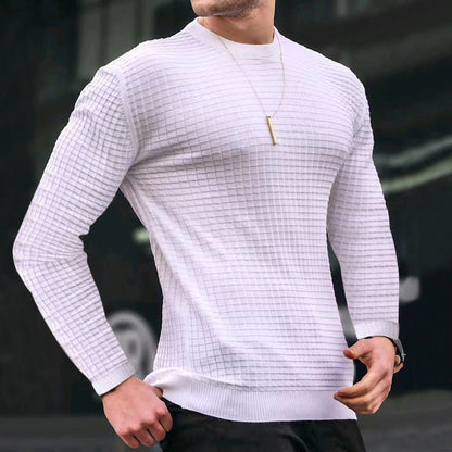 Comfortable Men's Waffle Crew Neck Sweater