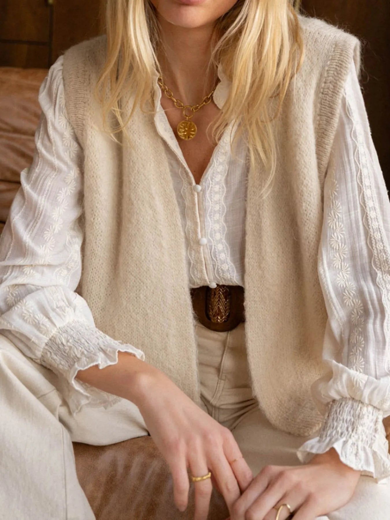 Relaxed Fit Open Vest Sweater - EasyApparels