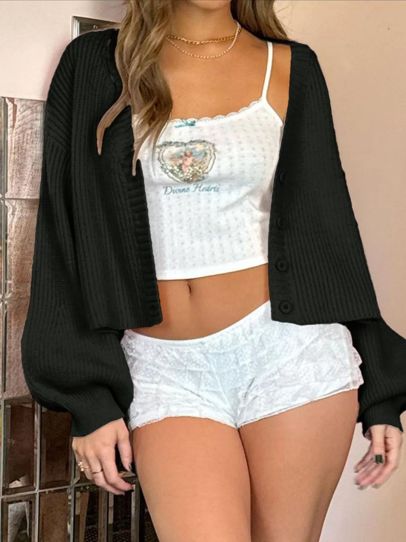 Casual Open Front Knit Cardigan