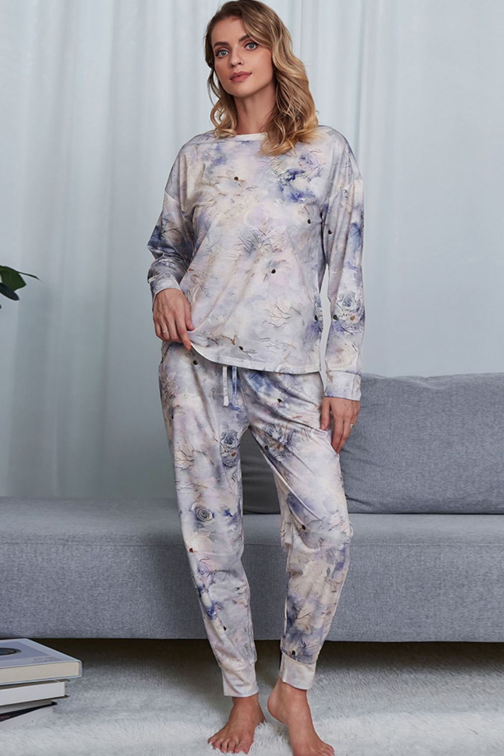 Colorful Dyed Sweatshirt and Elastic Waist Jogger Set