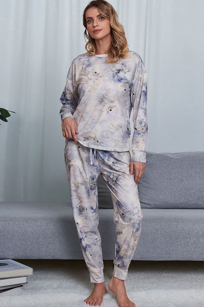Colorful Dyed Sweatshirt and Elastic Waist Jogger Set