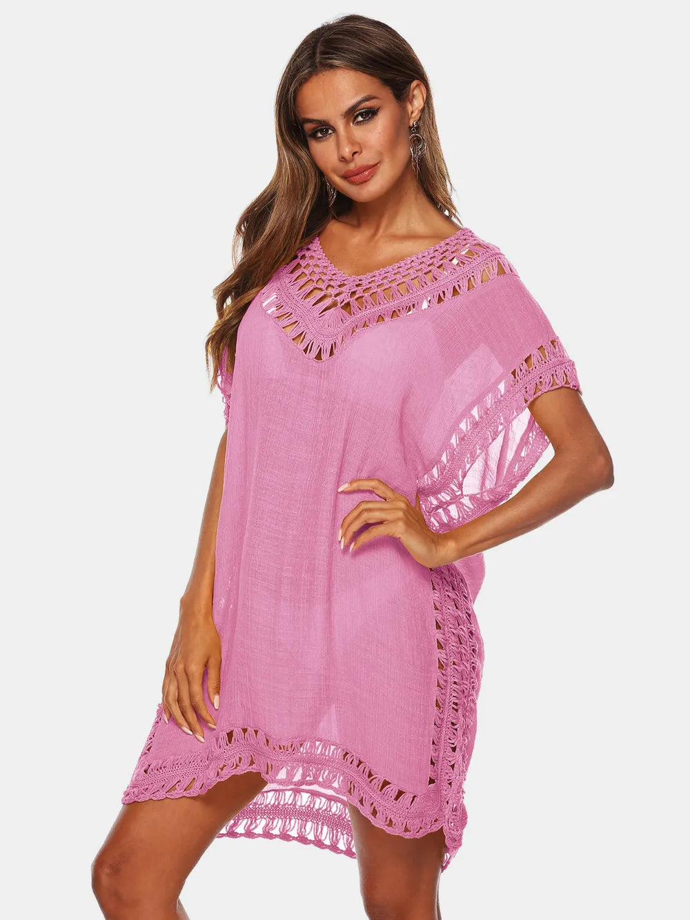 Chic V-Neck Beach Cover Up Dress - EasyApparels