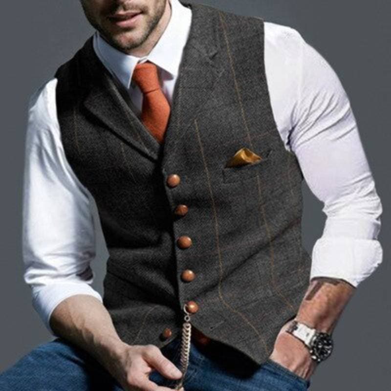 Slim Fit Men's Vest with Button Front