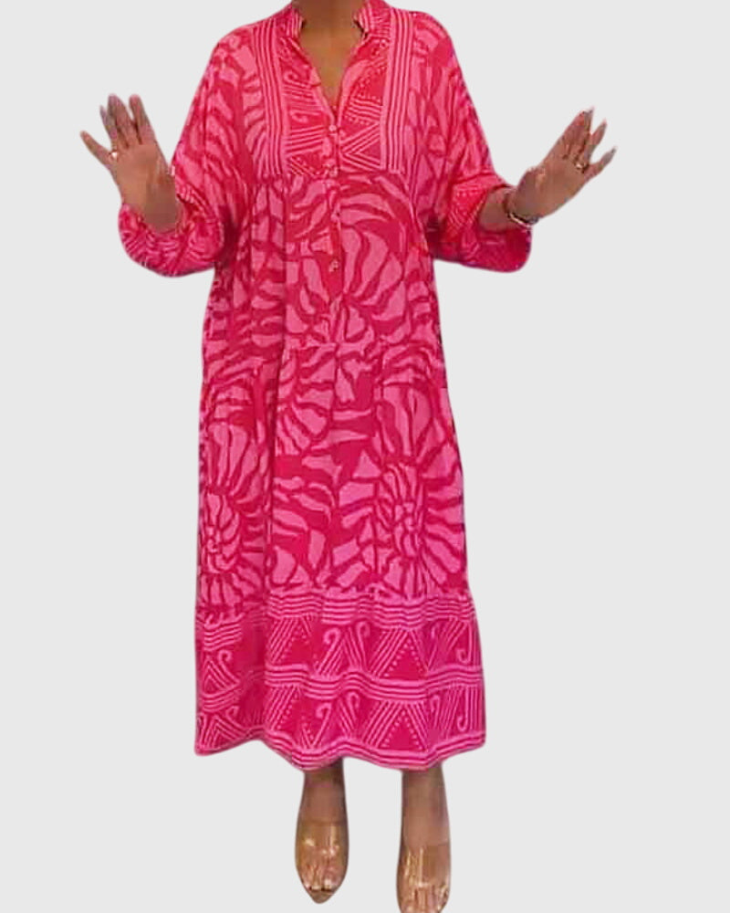 Stylish Maxi Dress With Floral Pattern - Vossary