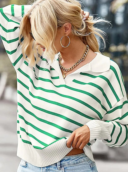 Classic Fit Crew Neck Striped Sweater
