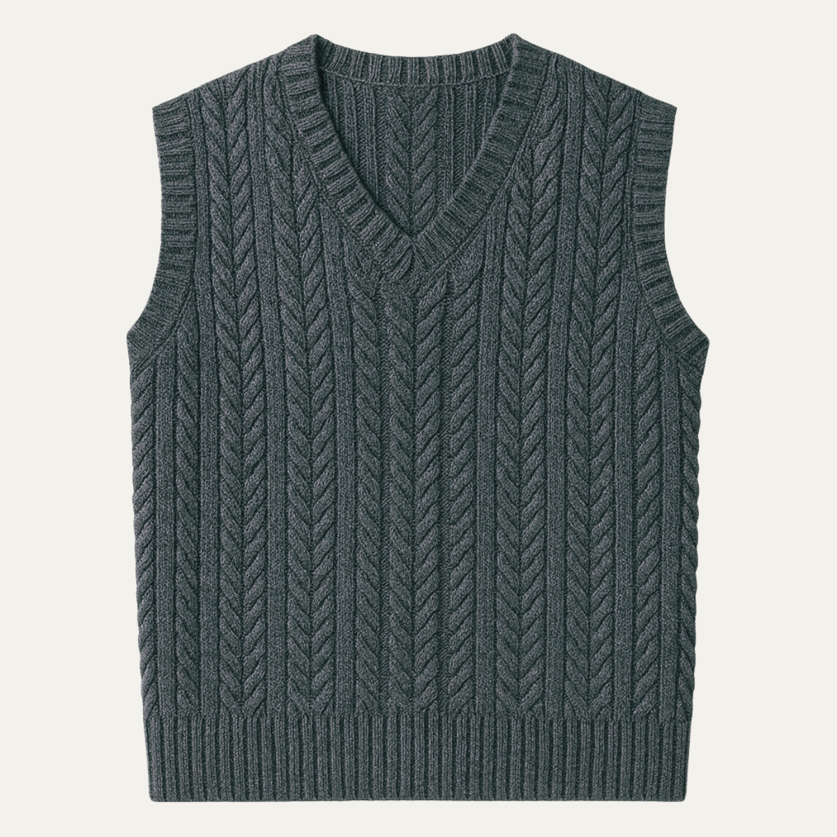 Cozy Men's Cable Knit V Neck Sweater Vest - Vossary