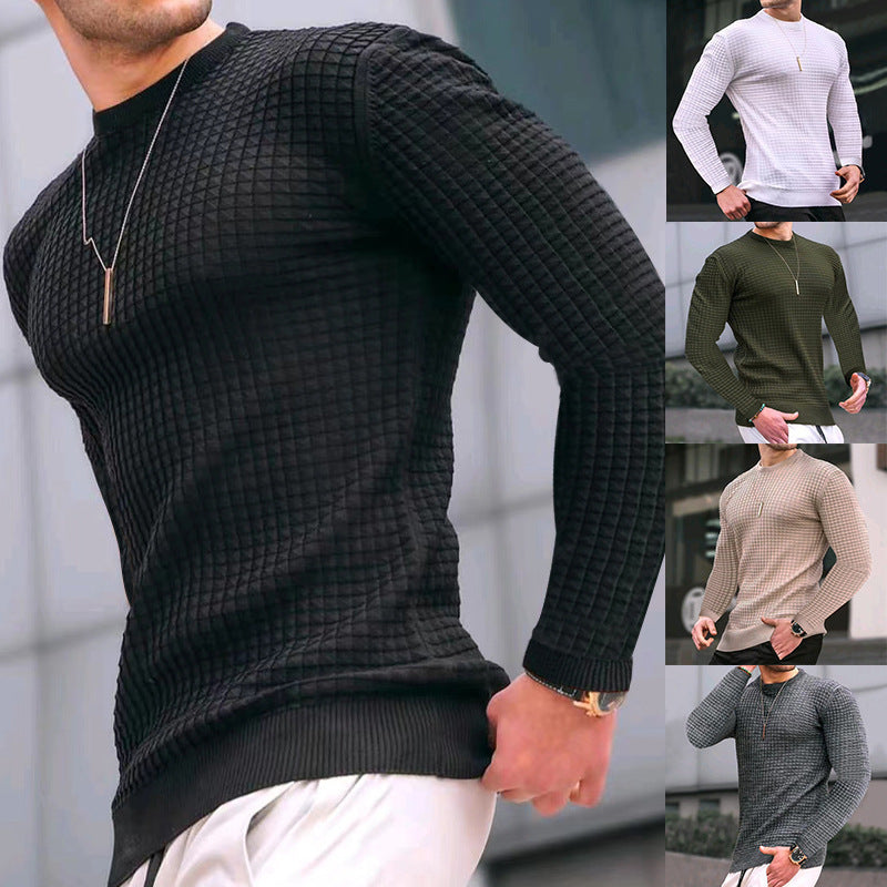 Comfortable Men's Waffle Crew Neck Sweater - Luxicro