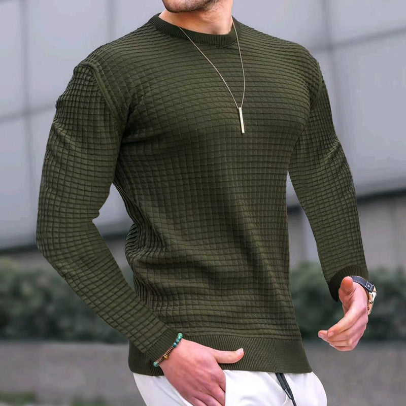 Comfortable Men's Waffle Crew Neck Sweater