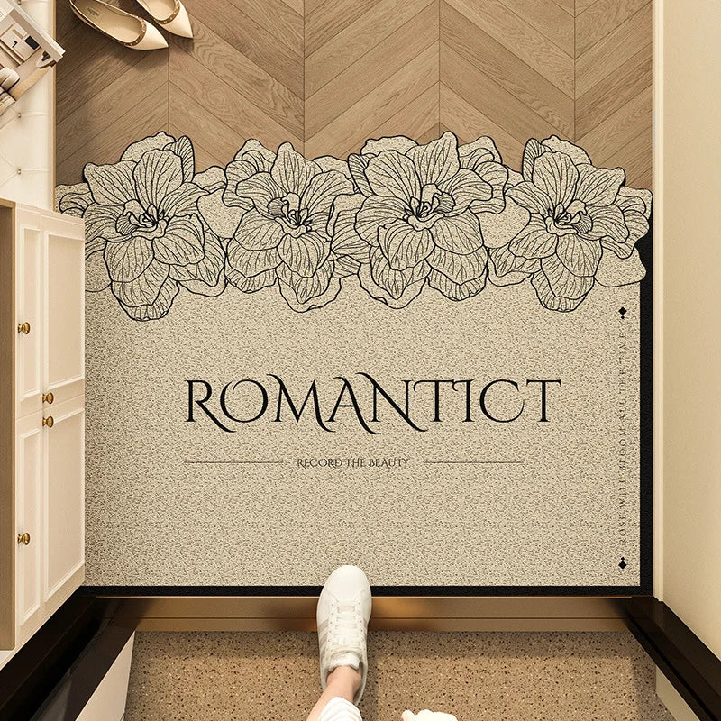 Green Floral Welcome Mat