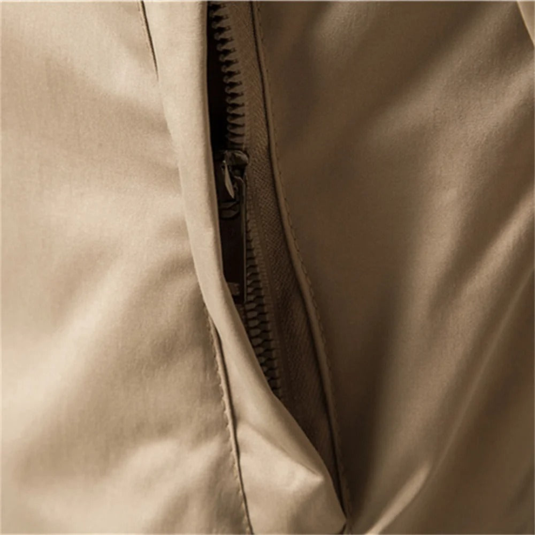 Men's Zip Up Flight Jacket with Ribbed Sleeves