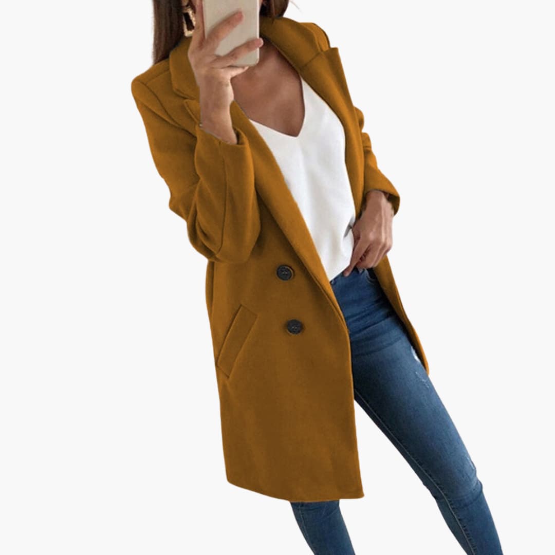 Ladies Classic Double Breasted Long Coat