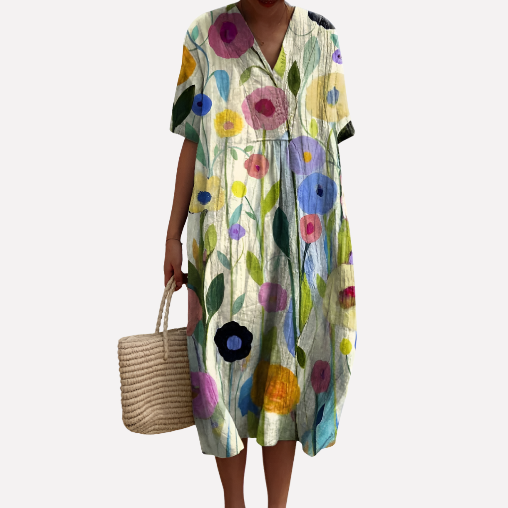 Pretty V-Neck Summer Dress for Women