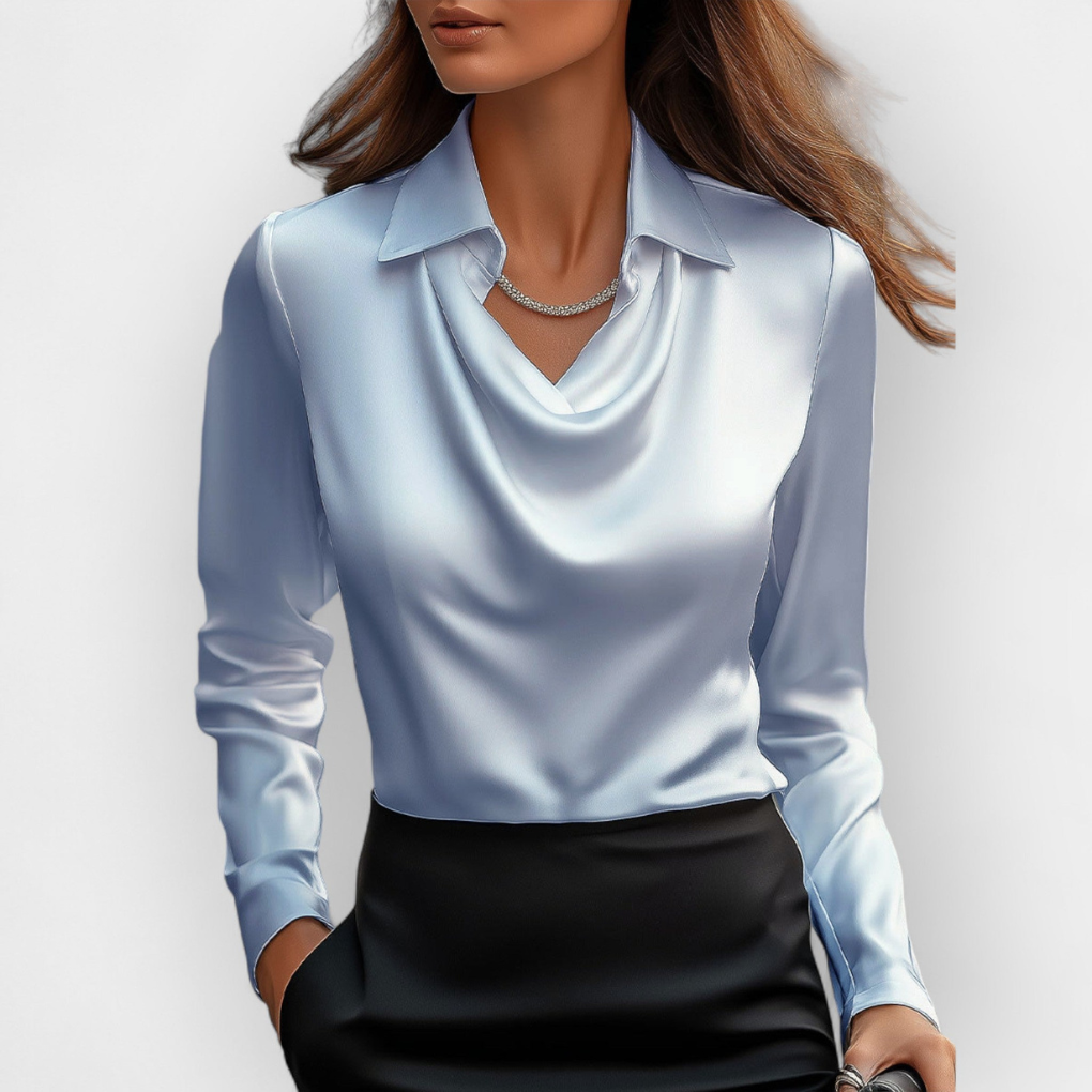 Luxurious Silk Blouse with Ruffled Neckline