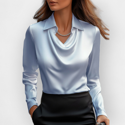Luxurious Silk Blouse with Ruffled Neckline