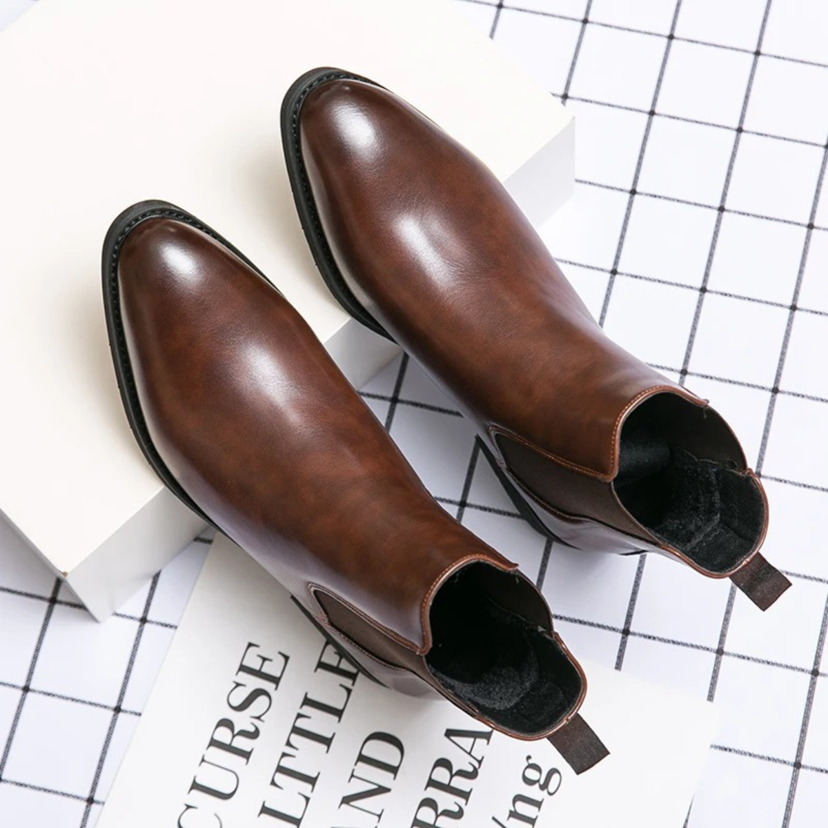 Classic Brown Leather Ankle Boots for Men
