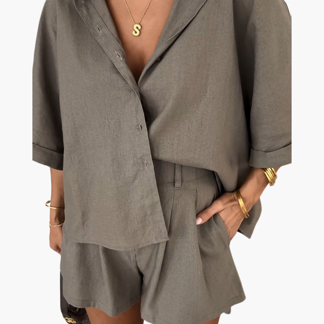Summer Two Piece Outfit - Women's Top and Shorts