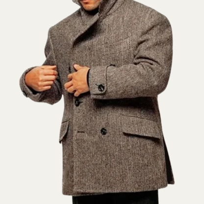 Classic Mens Wool Tweed Winter Blazer Coat